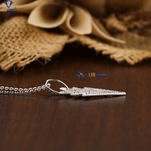 0.42 TDW pendentif en diamant taille brillant rond avec chaîne en or blanc certifié/non certifié diamant Cvd bijoux en diamant - Product Image 4