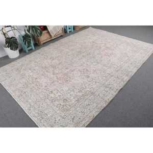 Tapis turc vintage 6,6 x 9,6 pieds, grand tapis, tapis oriental en laine rose et bleu - Product Image 4