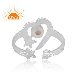 Best Selling Fine <b>Sterling</b> <b>Silver</b> Natural Ethiopian Opal Gemstone <b>Adjustable</b> <b>Ring</b> Custom Jewelry Manufacturer - Product Image 4