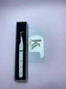 Pince à épiler d'extension de cils de revêtement de papier d'acier inoxydable de vente chaude avec la pointe pointue pointue de boîte - Product Image 5