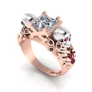 Style populaire princesse diamant plaqué or rose 925 argent Sterling crâne conception bague de fiançailles pour les femmes au meilleur prix - Product Image 3