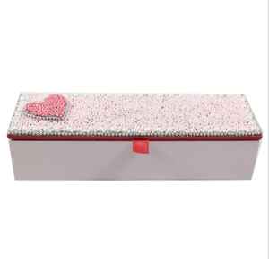 Boîte cadeau en forme de cœur avec perles de luxe |   Boîte à souvenirs décorative en velours/tissu |   Emballage de bijoux pour la Saint-Valentin - Product Image 1