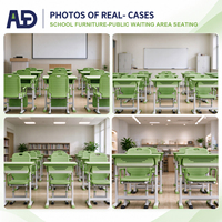 Ensemble bureau et chaise réglables pour étudiants, mobilier d'étude inclinable avec repose-pieds, structure en acier inoxydable pour l'école