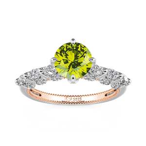 Jeulia Two Tone Princess <b>Gown</b> Inset Green Fine Engagement Ring - Product Image 3