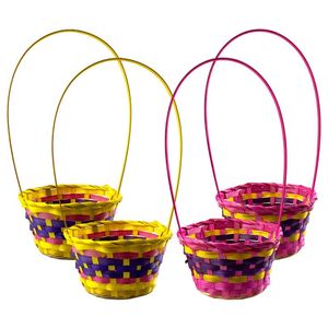 Panier à oeufs de Pâques en rotin coloré avec support de cadeau de maison de fête d'arbre de Noël tissé en bambou pour les décorations de Noël - Product Image 1