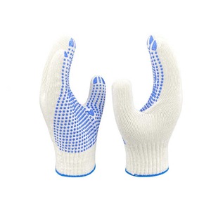Gants et mitaines en coton sans couture haute visibilité tricotés à la machine Gants de travail à pois en PVC noir Tricot à ficelle Polyester - Product Image 5