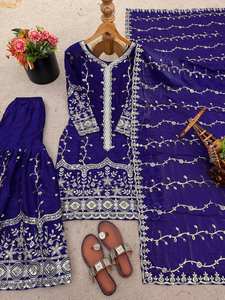 Nueva Colección Fendy, Conjunto de Salwar Kameez Tradicional con Bordado Pesado de Seda y Lentejuelas, Top-Bottom-Dupatta, Listo para Usar, para Fiestas - Product Image 5