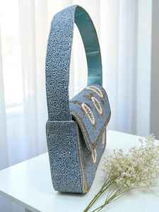 Bolso con cuentas multicolor con asa, bolso de mano, bolso de mano informal, artesanía india, hecho a mano, bolso Baguette, - Product Image 5