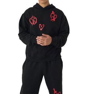 Nuevas llegadas, ropa de calle de moda, trajes de sudor lavados con ácido, sudaderas con cremallera, conjunto de Jogger, parche de socorro, pantalones de chándal acampanados - Product Image 2