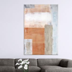 Elegante Impresión Abstracta en Lienzo de Terracota y Azul, Lienzo Enrollado - Product Image 1