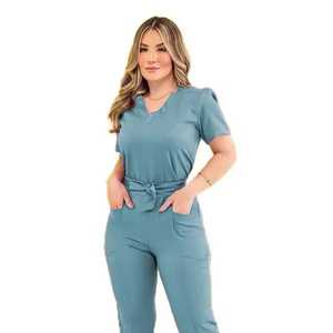 Logo personnalisé en gros unisexe hommes femmes haut pantalon uniforme infirmière gommages ensembles lac bleu infirmière uniforme - Product Image 2