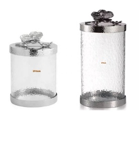 Bocal en verre design moderne avec couvercle en métal Décor à la maison Boîte de cuisine Couvercle de rangement scellé pour condiments - Product Image 1