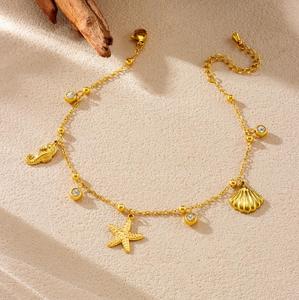 Bracelet de cheville en acier inoxydable plaqué or, élégant et simple, avec personnalisation multi-perles - Product Image 3