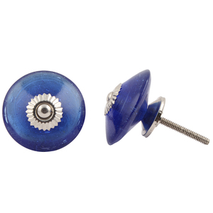 Boutons de tiroir de roue en verre bleu en vrac, poignées de porte d'armoire de cuisine, vente en gros 4.82 cm GWK-14 - Product Image 1