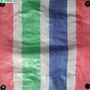 Bâche PE enduite imperméable de haute qualité pour extérieur, 80GSM, 100GSM, 120GSM, 140GSM, rayée rouge, blanc et bleu – Fournisseur - Product Image 4