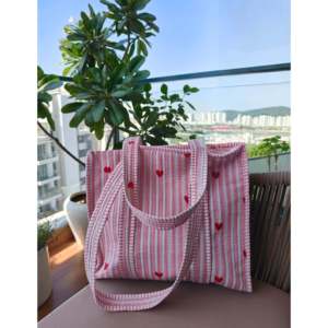 Sac fourre-tout rose petit format Heartbeat, couleur unie, avec fermeture éclair, en PU et cuir, doublure en coton portable - Product Image 2
