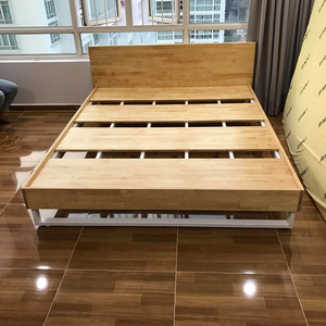 Solid Wood 200x160x35cm Minimalist Style <b>Platform</b> <b>Bed</b> with Wooden <b>Frame</b> Assemblable GN68005 - Product Image 5