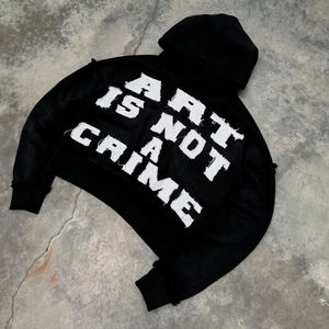 Sudadera con Capucha Oversize de Algodón Mezclado con Lavado Ácido, Diseño Personalizado con Parche Bordado y Logotipo de Texto - Product Image 1