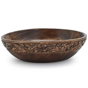 Cuenco de madera para servir, elegante diseño de Casa de Campo rústica, práctico centro de mesa atemporal adecuado para comidas familiares diarias - Product Image 5