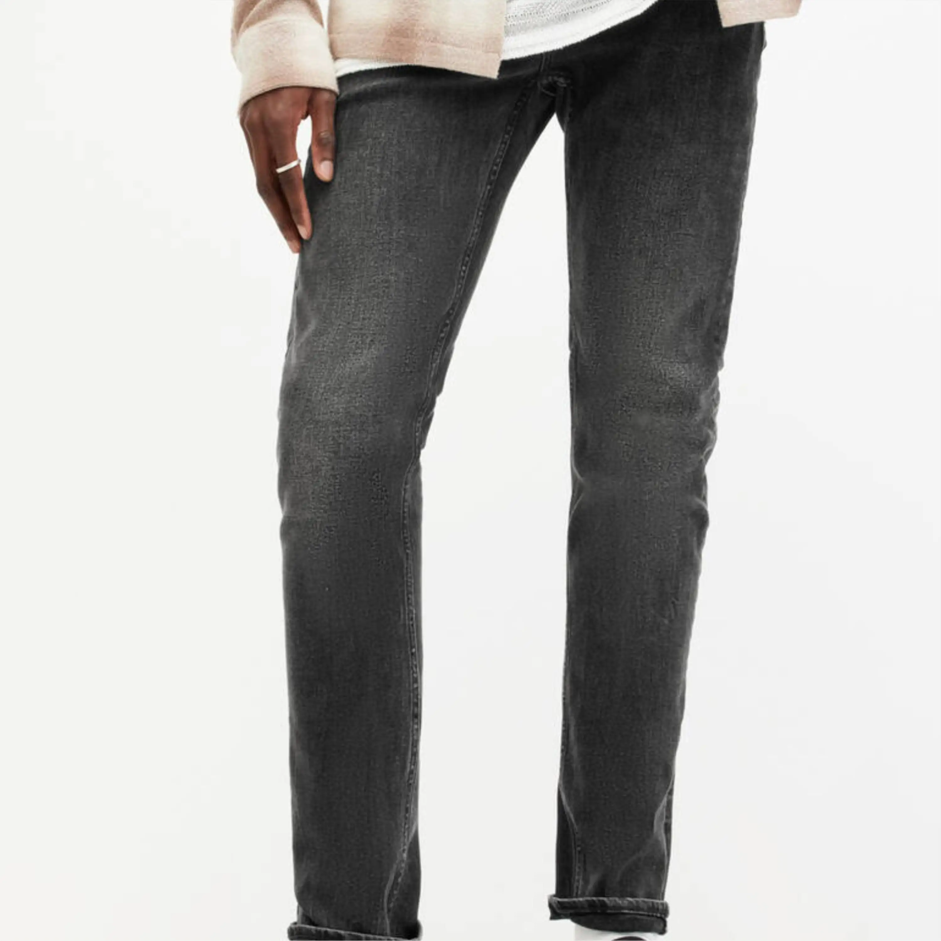 Hoge Kwaliteit Dikke Stretch Heren Jeans Losse Rechte Buis Hoge Taille Plus Size Casual Te Koop