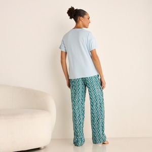 Custom OEM Women's Girls Spring Autumn Sleepwear Floral Print Short Sleeves T-shirt and Pyjama Set made in India - Product Image 3