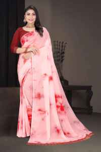 เสื้อส่าหรีสำหรับปาร์ตี้พิมพ์ลายผ้าหรูหราพร้อมเสื้อสำหรับชุดพื้นเมืองและดั้งเดิมสินค้าส่งออกสุดพิเศษ - Product Image 4