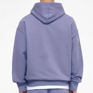 Sweat-shirts unisexes surdimensionnés en coton 100% 500 GSM, lavage à l'acide, effet délavé, logo personnalisé, streetwear d'hiver de haute qualité - Product Image 3