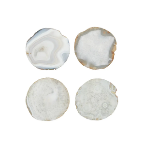 Dessous de verre rond en pierre de cristal d'agate grise naturelle de haute qualité pour boisson de Table avec support de café décoration de la maison - Product Image 4