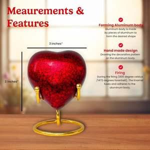 Heart Shape Keepsake Urn With Golden Brass Stand <b>Box</b> and Bag Mini Cremation Heart Urns <b>for</b> Human <b>Ashes</b> Pet <b>Ashes</b> Funeral - Product Image 3
