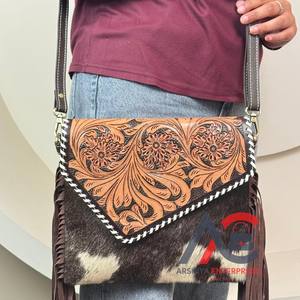 Bolso bandolera con flecos y sobres de cuero para mujer de alto rendimiento 2025, bolsos de hombro de piel de vaca de diseñador de lujo de alta calidad - Product Image 1