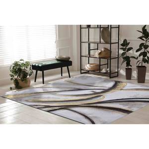 Tapis abstrait or et argent : Tapis imprimé moderne, tapis à poils doux - Product Image 3
