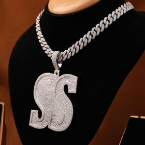 Personnalisé Luxueux Pendentif En Argent Sterling 925 SS Lettre Plein Glacé Lab Cultivé Diamant Hip Hop À La Mode Pendentif Pour Hommes Cadeau - Product Image 2