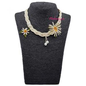 İğne Oyası İncili Saç Örgüsü Papatya Kolye Collar Accesorio de moda - Product Image 1