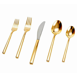 Juego de cubiertos de metal de lujo con mango de esmalte blanco Cubiertos chapados en oro para el hogar y la boda Vajilla de mesa - Product Image 4