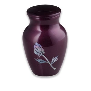 Urne funéraire en aluminium gravée de fleurs grises - Urne commémorative pour cendres humaines adultes 10 pouces - Product Image 2