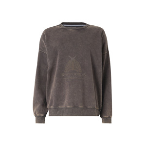 เสื้อฮู้ดดี้โอเวอร์ไซส์ผ้าฟลีซคอตตอน 100% ปักลายขาดๆ แบบวินเทจ ล้างสีแบบแอซิด แต่งคริสตัลด้านหน้า - Product Image 3