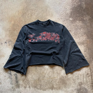 Sudadera Personalizada de Felpa Francesa Gruesa 100% Algodón, Cuello Redondo, Manga Larga, Corte Cuadrado, Estampado Gráfico, Camiseta Corta de Alta Calidad - Product Image 3