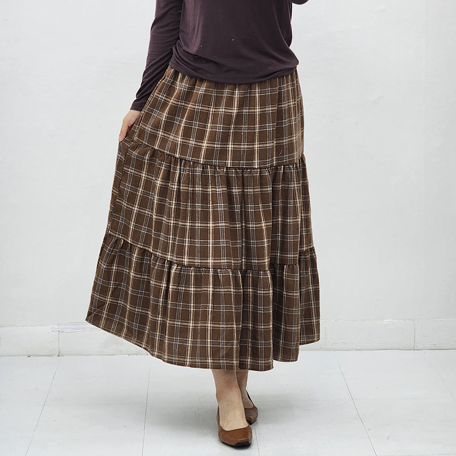 Plaid Skirt Long Pleated Skirt Quilt Pattern Adelaide Recycled