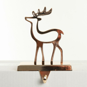 Porte-bas de Noël élégant en métal, cintre de cheminée au design argenté festif avec accents rouges pour la décoration de Noël - Product Image 5