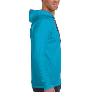 Camiseta con capucha azul transpirable para hombre, manga larga, 100% algodón, estampado de soplo, ligera, anticontracción, talla 6XL para otoño - Product Image 3