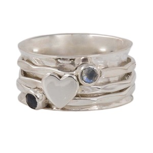 Argent Sterling Unique Argent Et Laiton Doré Moonstone Spinner Anneaux Bijoux En Gros Au Prix D'usine De Gros De L'Inde - Product Image 1