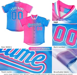 Camiseta de Béisbol Deportiva con Diseño Sublimado en Degradado, Camisetas de Béisbol Personalizadas, Estilo con Botones Completos - Product Image 5