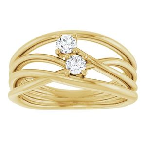 <b>Adjustable</b> Bypass Two-Stone <b>Ring</b> Inlaid with Princess Cut Diamond Stylish Fashionable Brass Engagement <b>Ring</b> Free <b>Size</b> - Product Image 3