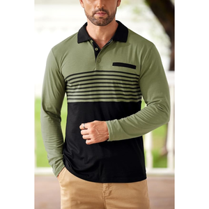 Mens Button for <b>Shirt</b> <b>Long</b> <b>Sleeve</b> Solid Color Block Lightweight Casual <b>Golf</b> Polos Customized OEM ODM Private Label Supplier - Product Image 2
