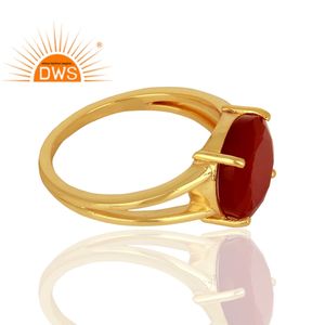 แหวนเงินแท้ดีไซน์อินเดีย ชุบทอง 18K ประดับพลอยออนิกซ์สีแดงธรรมชาติ สำหรับผู้หญิง เหมาะเป็นของขวัญสำหรับเธอ - Product Image 4