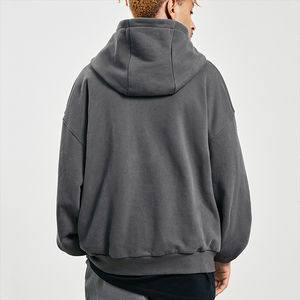 OEM High Street Hommes Hiver Oversize Heavyweight Style Hip Hop avec poches zippées et motif solide personnaliser Bouton Sweat à capuche - Product Image 6