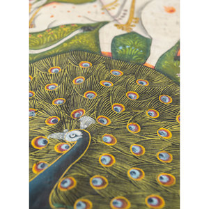 Tapisserie murale en coton vert style Pichwai Art avec motif de Noël pour l'extérieur, fabriquée en corde de coton - Product Image 2