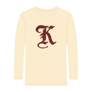 Maglietta a Maniche Lunghe Kappa Alpha Psi in Ciniglia Avorio con Ricamo Old English K, Fraternità Greca Nupe 1911, T-Shirt Premium in Cotone - Product Image 3