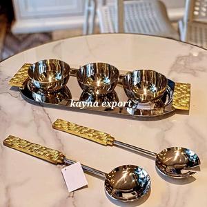 Colección de lujo Diseño de hoja Mango de latón Servidor de pastel de boda y cuchillo Acero inoxidable Metal de alta calidad - Product Image 3