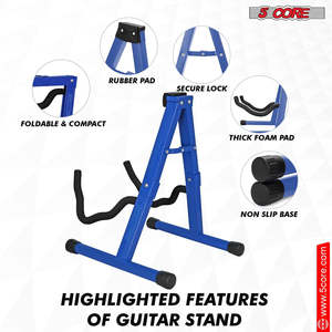 5 Core Guitar Stand 2 Pack A Frame w Soft <b>Foam</b> Arm Non Slip Rubber for Acoustic <b>Electric</b> Bass - Product Image 6